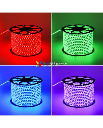 164Ft 120V AC Driverless Waterproof RGB Color Changing 5050 LED Strip
