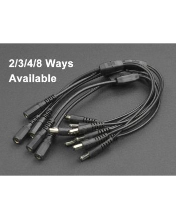 2/3/4/8-Way DC Power Splitter, 2.1x5.5mm, 1 Female to 2/3/4/8 Male 