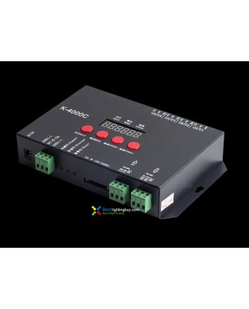 4 Ports K-4000C SD Card LED Pixel Controller for SPI/DMX RGB/RGBW Strips, 4096 Pixels, 5-24V DC