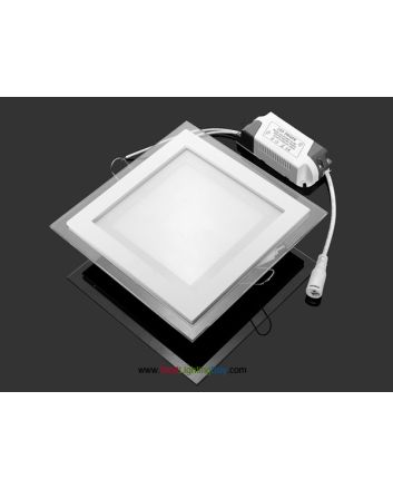 6 Inch Square LED Recessed Light Panel with Decorative Edge Lit Glass