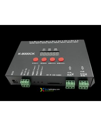  8-port  K-8000C Programmable RGB/RGBW Pixel SD Card LED Controller, 8192 Pixels, 5-24V DC