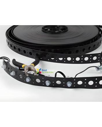 Black Plastic Mounting Strip for 12mm RGB Pixel Node, 1 inch Hole Spacing, 50m Roll
