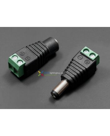 DC Barrel Adapter, 2.1x5.5mm Male/Female to Screw Terminal Block
