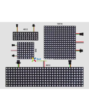 Flexible WS2812B 5050 Digital RGB LED Matrix, 4x12 / 8x8 / 8x32 / 16x16 Available