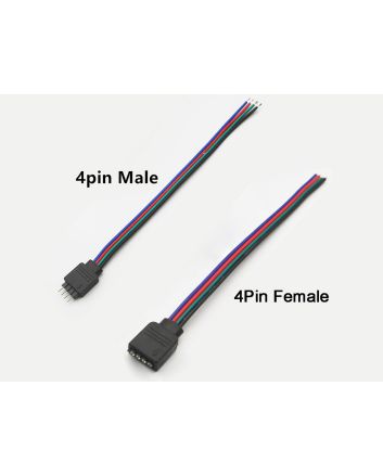 LED Strip Light Connectors, 4/5/6-pin Male Female to 15cm Wire Adapter