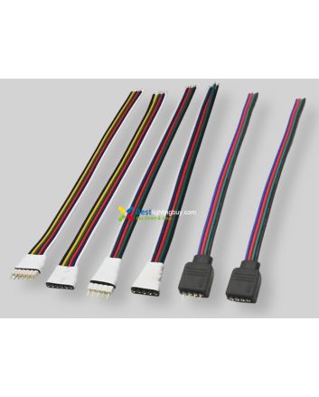 LED Strip Light Connectors, 4/5/6-pin Male Female to 15cm Wire Adapter