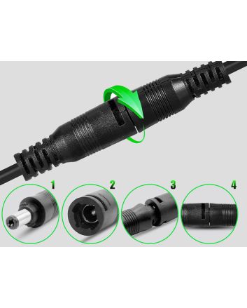 Lock Type DC Power  Male & Female Pigtail Connector Set, 2.1mm x 5.5mm