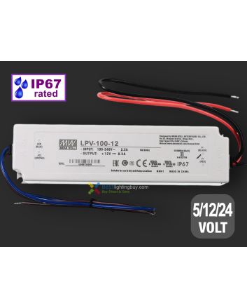 MEAN WELL LPV-100 IP67 Constant Voltage Power Supply, 5/12/24V Available