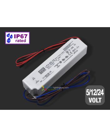 MEAN WELL LPV-60 IP67 Constant Voltage Power Supply, 5/12/24V Available