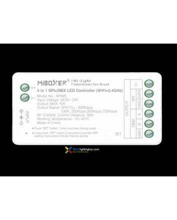 Miboxer SPIW5 5 in 1 SPI & DMX LED Controller (WiFi+2.4G), 5-24V DC