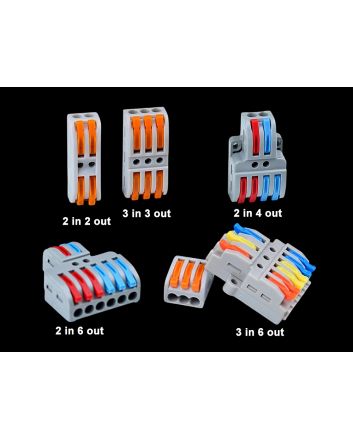 Quick Spring Splice Terminal Blocks, 2/3 in 2/3/4/6 out Available, Pack of 10