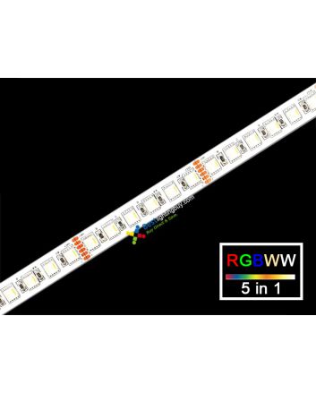 RGB+CCT 5-in-1 5050 SMD Flexible LED Strip, 96 LEDs/m, 24V, 5m
