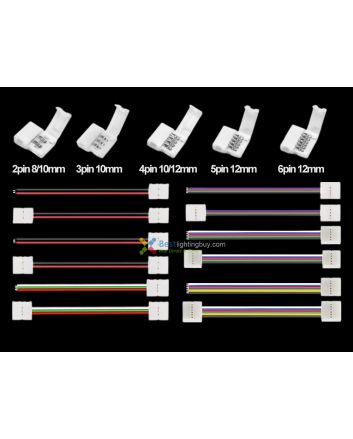 Snap Solderless LED Light Strip Connectors, 2/3/4/5/6pin 8/10/12mm Available