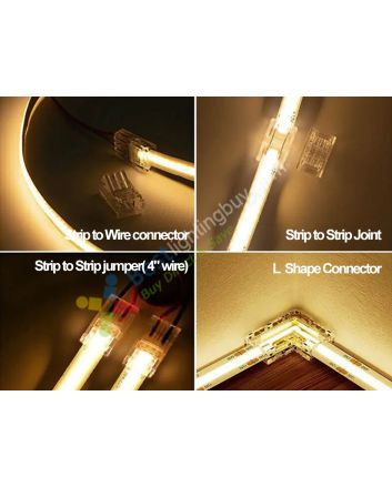 Solderless Clamp-On COB LED Strip Connectors, 2/3/4/5pin 8/10/12mm Available