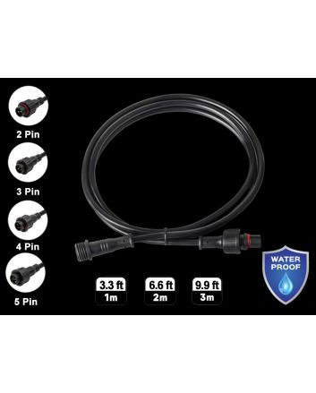 Waterproof Male & Female Connector Extension Cable, 2/3/4/5-Wires, Black, 1m/2m/3m Available