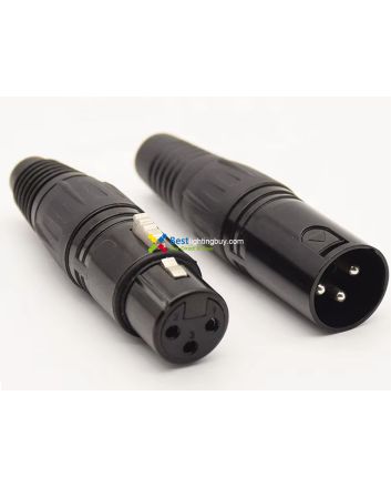 XLR DMX 3 Pin Male/Female Plug Adapter Connectors, Black, Pack of 5