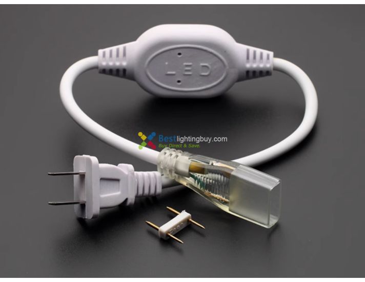 110-240V AC Driverless 5050 LED Strip Power Connector with Cap and Pin