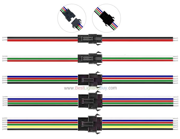 2/3/4/5/6 Pin Male Female Pigtail JST SM Plug + Receptacle Cable Set