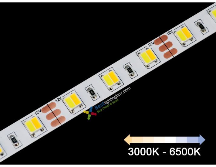 2 in 1 Tunable White CCT 5050 LED Strip Light, 5m, 12VDC