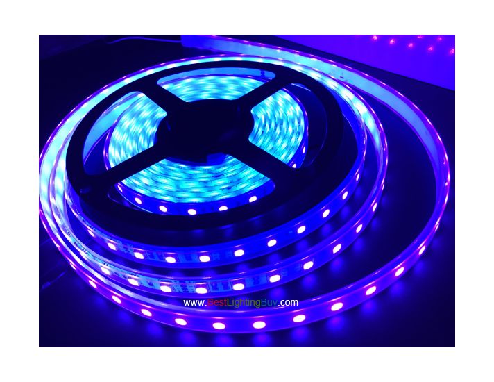 395-400nm Ultraviolet SMD5050 Flexible LED Strip, 60LEDs/M, 12VDC