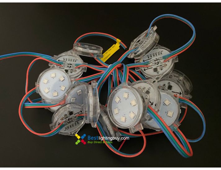 40mm WS2811 Programmable LED RGB Amusement Lighting Modules, 12V, String of 20
