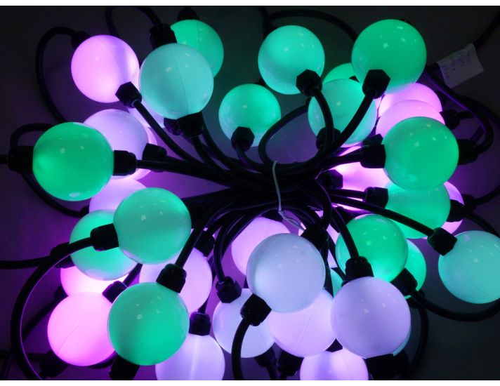 50mm Milky 3D LED Pixel Pendant Balls Strand 360 degree, DMX512, 24V, 20 Balls a Strand