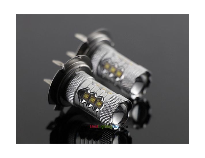 80W CREE H7 LED Daytime Running Lamp replacement bulb, Pack of 2