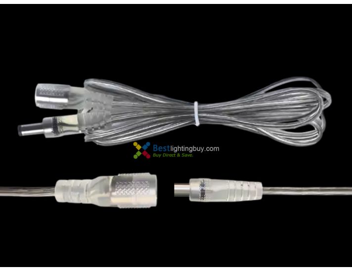 Clear Waterproof DC Power Extension Cable, 2.1x5.5mm, 1m 