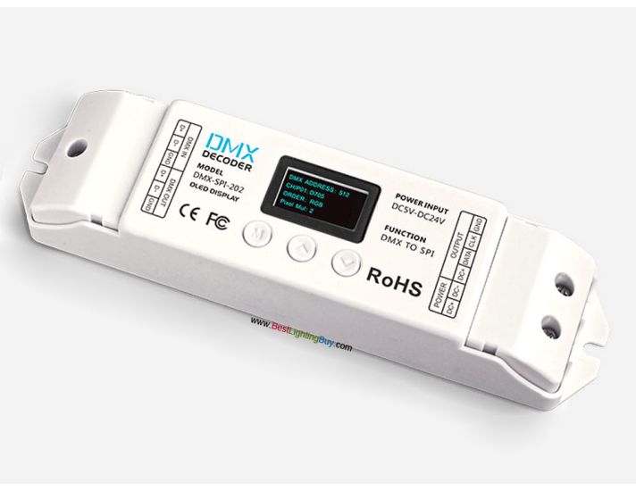 DMX512/RDM to SPI Decoder, DMX-SPI-202, OLED display