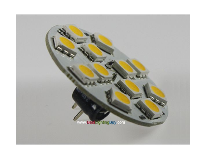G4 LED Replacement Lamp, 12 LED Disc Type with Back Pins