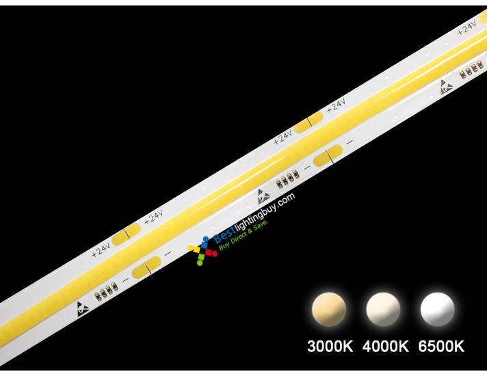 High CRI +90 COB Seamless LED Strip, 5m, 24V