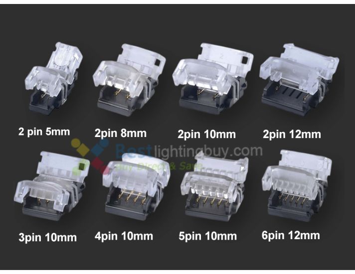 Hippo Solderless Grip Connectors, Strip to Strip/Wire, 2/3/4/5/6pin 5/8/10/12mm Available, Pack of 5