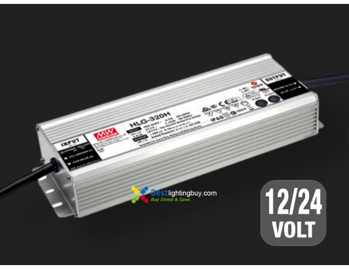 MEAN WELL HLG-320H Series IP67/IP65 Power Supply, 12V/22A, 24V/13.34A Available 