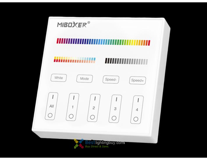 MiBoxer B4 4-zone 2.4G Smart RGB+CCT Wireless Surface-mounted Touch Panel