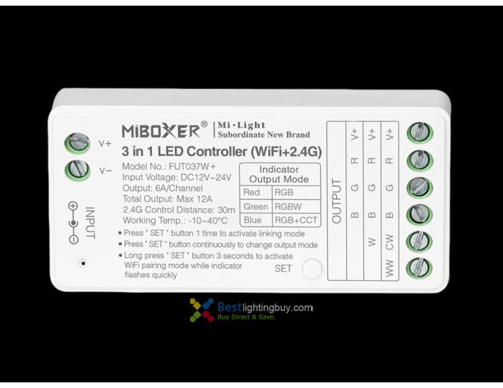 MiBoxer FUT037W+ 3-in-1 Tuya WiFi RGB+CCT LED Controller