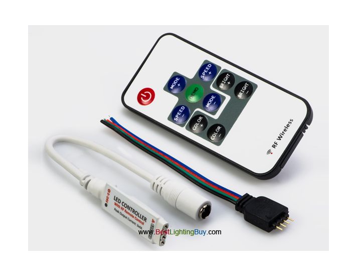 Mini RGB Controller with RF Remote, 4 Amps/Channel