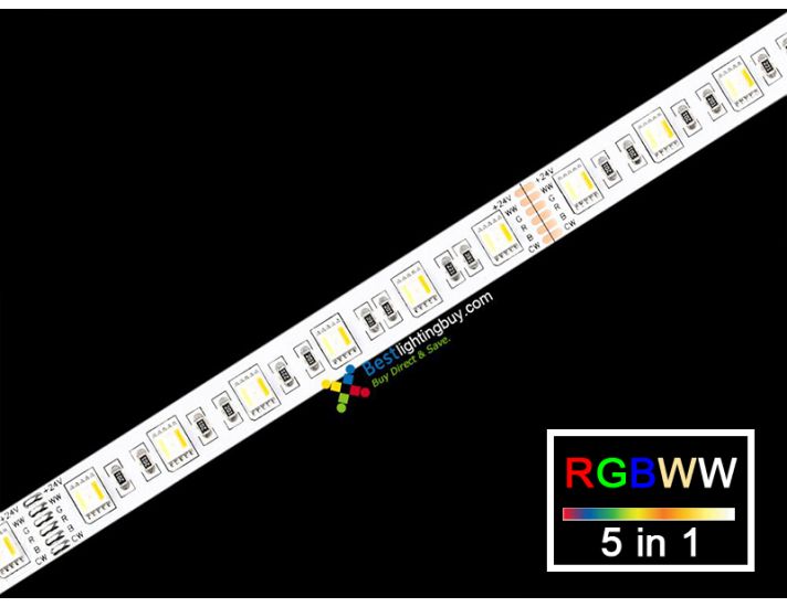 RGB+CCT 5-in-1 5050 SMD Flexible LED Strip,  60 LEDs/m, 24V, 5m