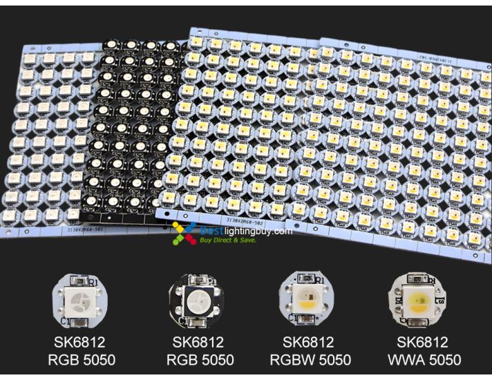  SK6812 RGB/RGBW/WWA 5050 LED Mini PCBs, 5V, 100 Pack