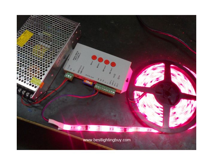 WS2801 Digital Addressable RGB LED Strip Kit with Power Supply and SD Card Controller